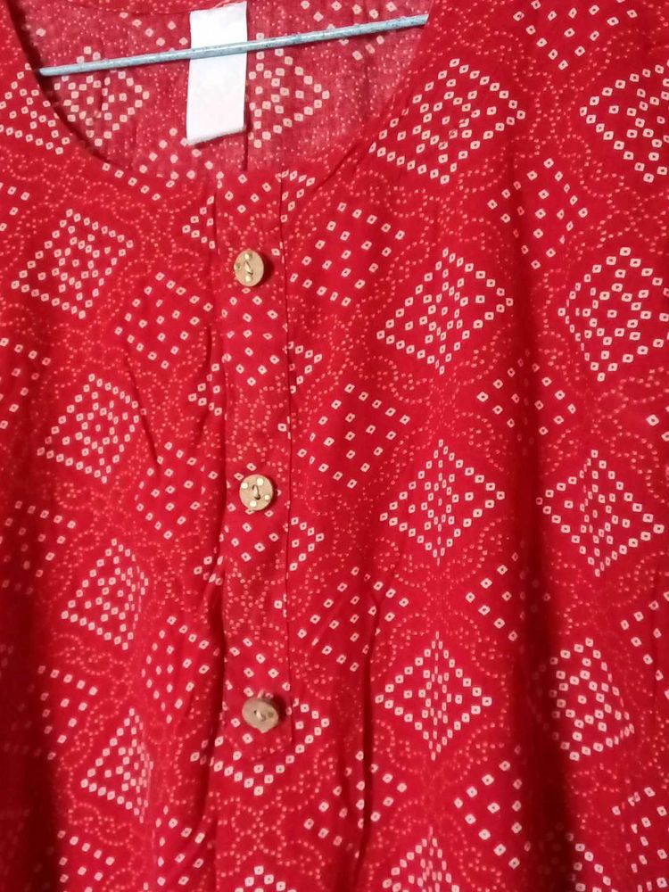 Red Cotton  Kurta