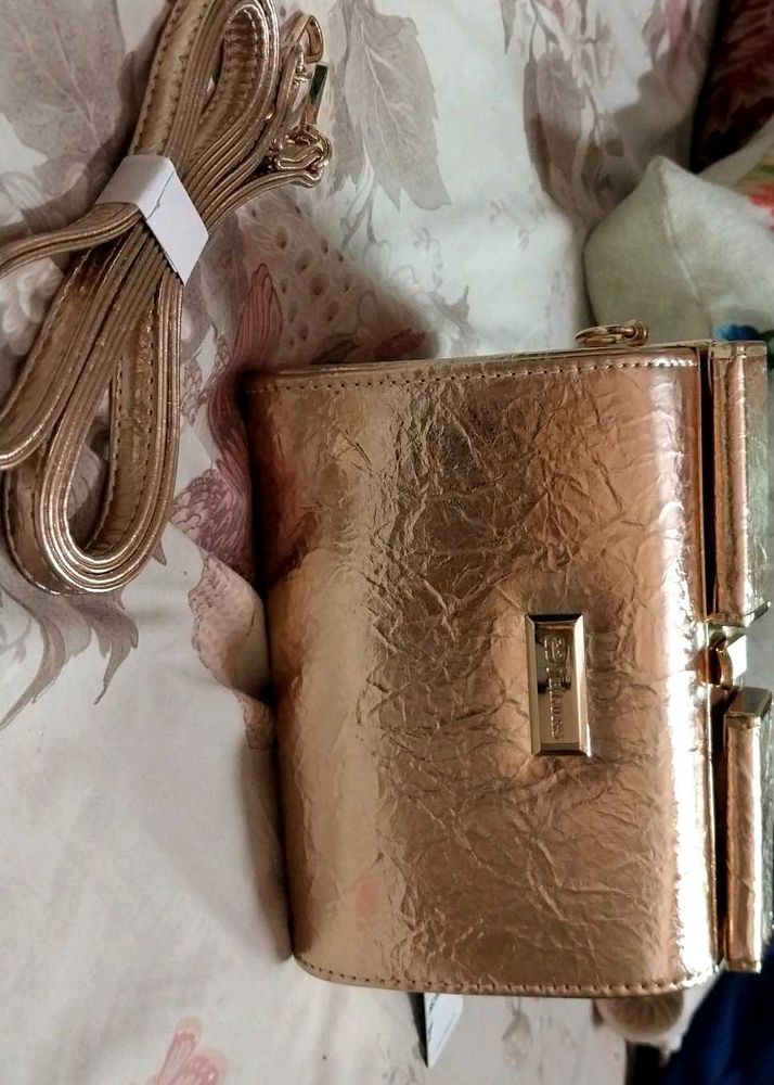 Metallic Rose Gold Crossbody Bag