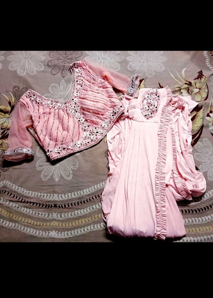 Ready To Wear Pink Saree✨