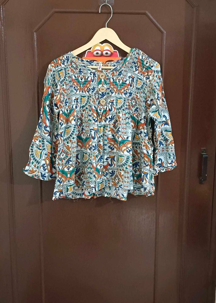 White Multicoloured Top