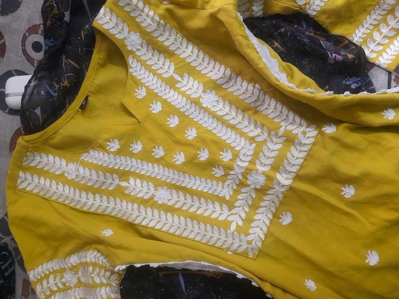 Yellow Embroidered Kurta