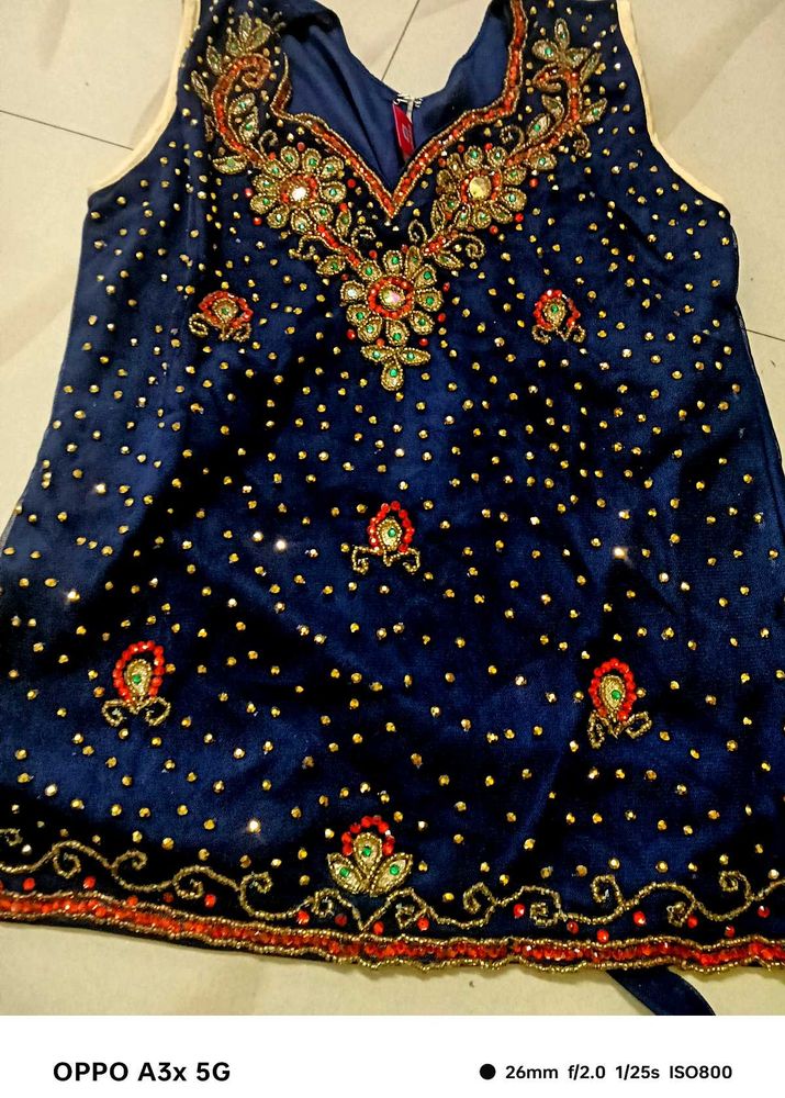 Embroidered Velvet Kurti