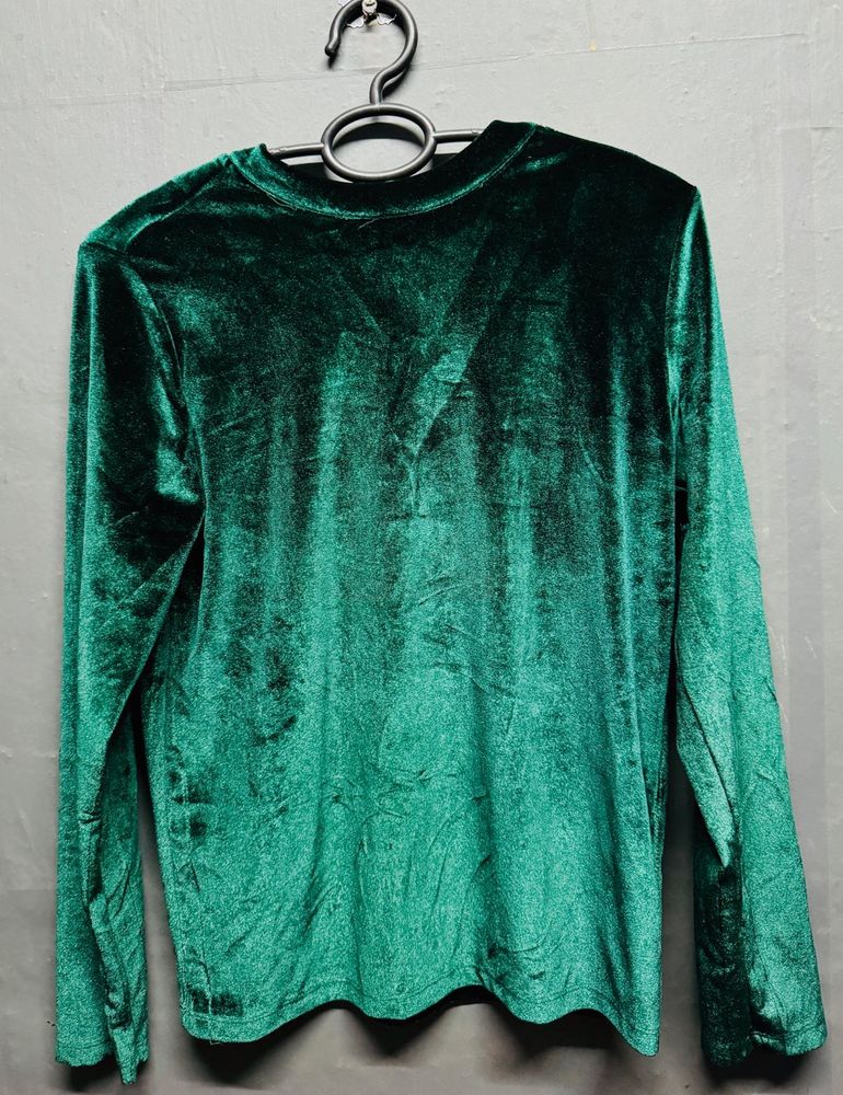 A Beautiful Dark Green Velvet Top
