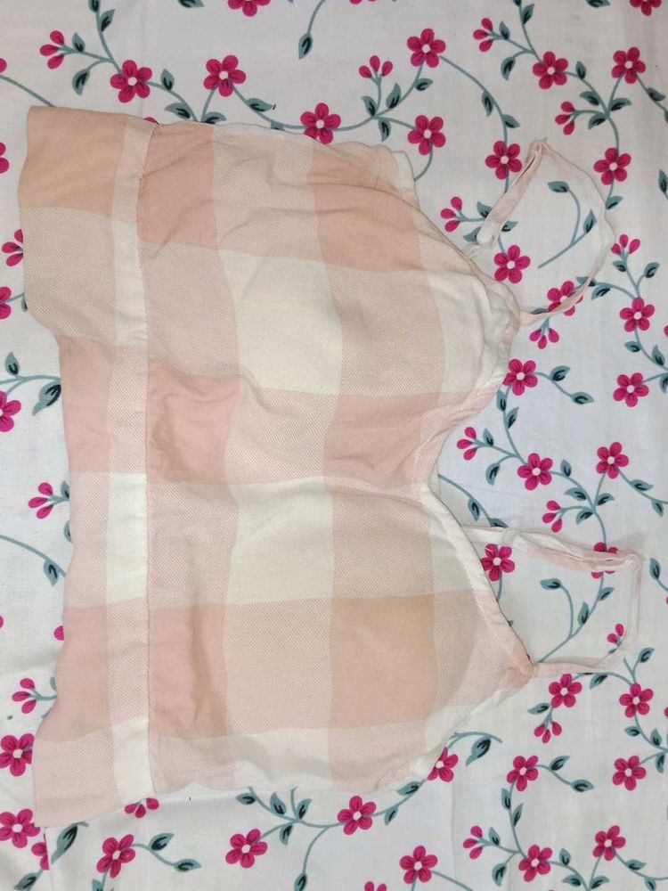 Pink Checked Cami Top