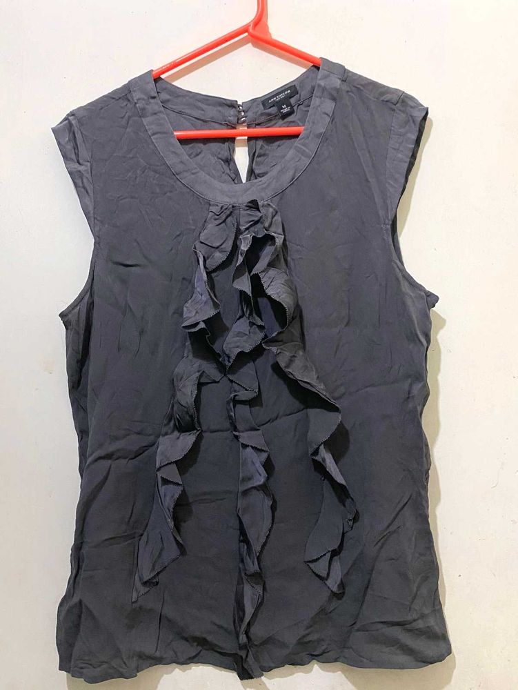 Gray Ruffle Top