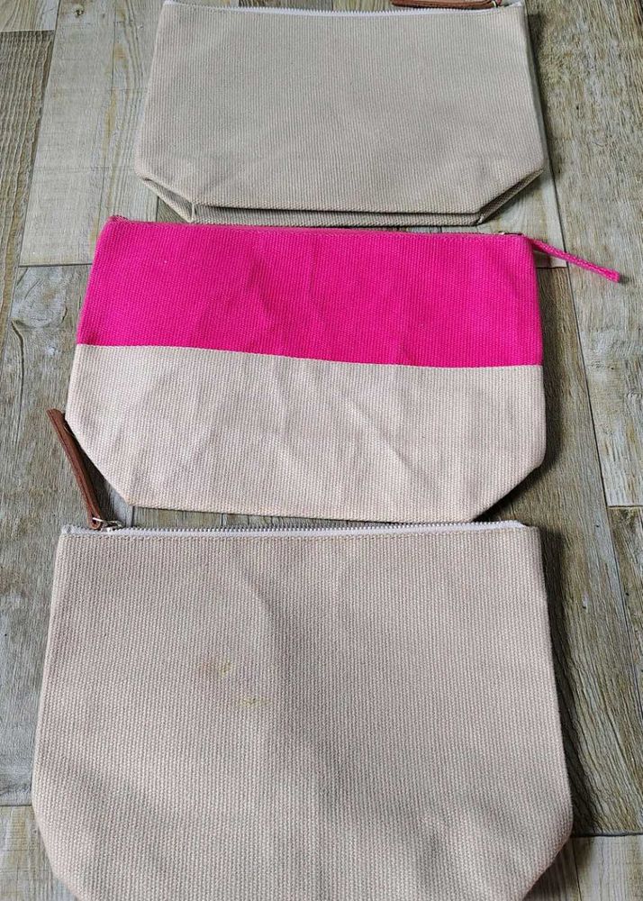 3 Pouch Combo Jute With Metal Chain