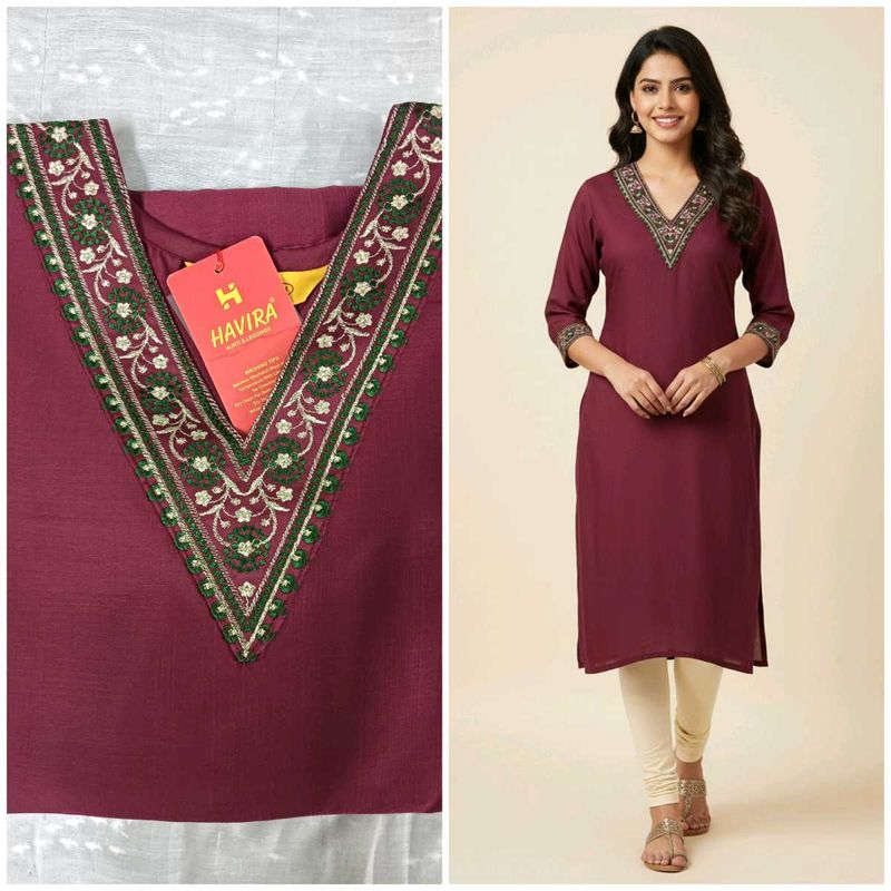 Elegant Maroon Embroidered Kurta