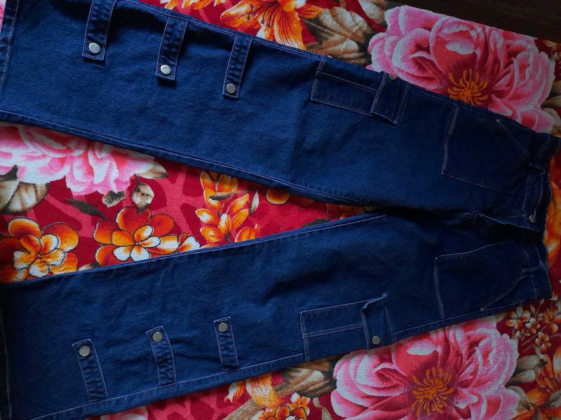 streetwear casual Dark Blue Cargo denim