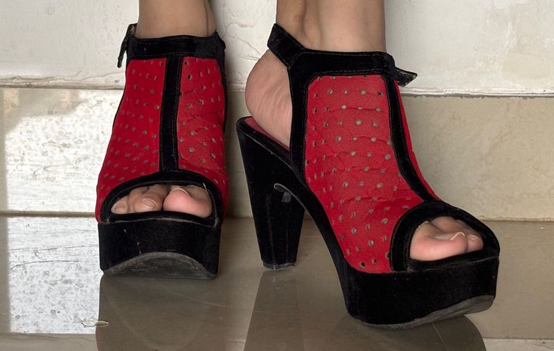 High Heels Red &amp; Black Color US Size 7