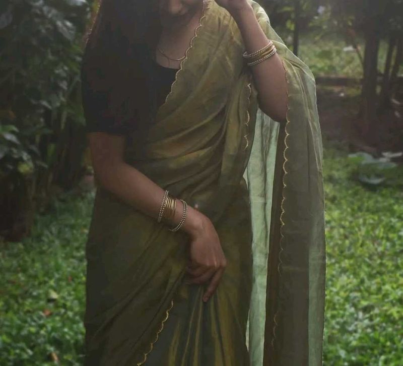 Tissue Silk Saree With Scallops Design