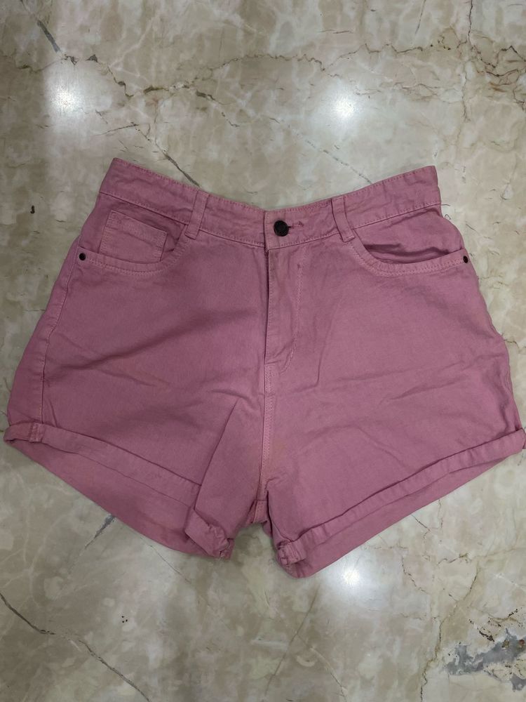 Pink Denim Shorts
