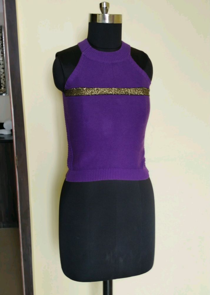 Halter Neck Purple Top