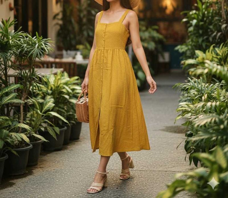 Mustard Yellow Midi Dress