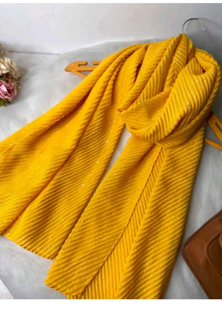 Golden Yellow Pleated Scarf