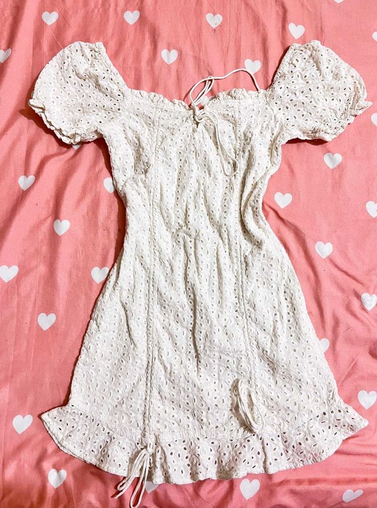 White Eyelet Mini Dress