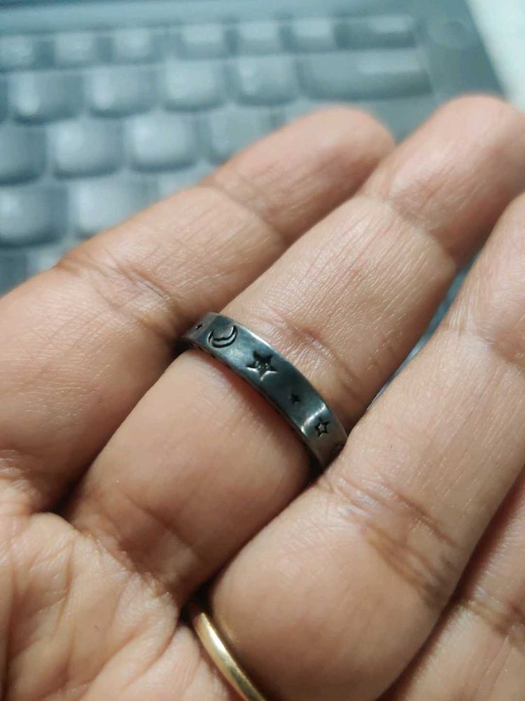 92.5 Silver Ring With Carvings In Black Polish