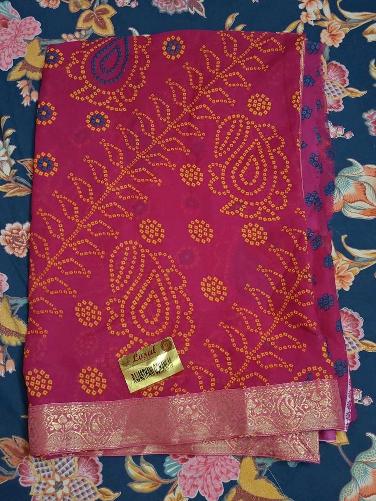 Brand New Rajasthani Bhandni Chunri Print Saree