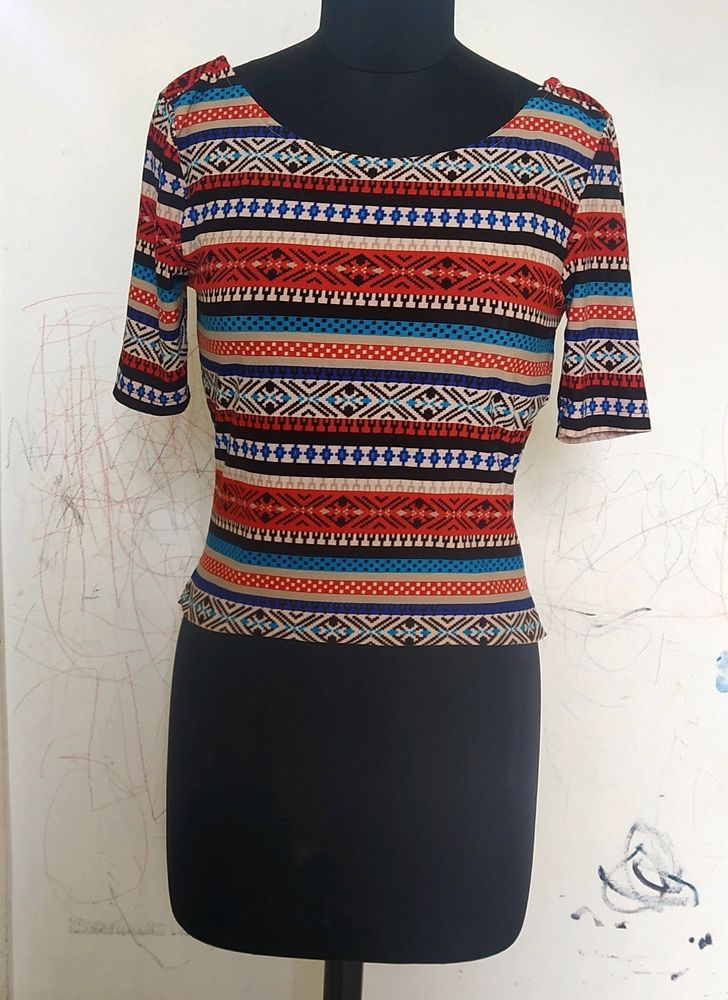 Red Boho Print Top