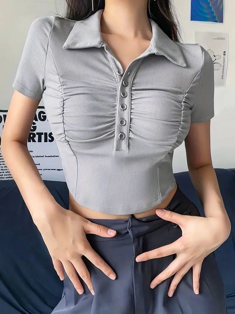 Ruched Front Crop Top