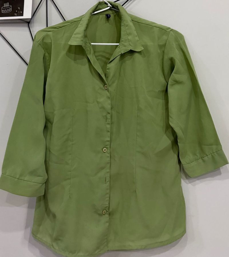 Green Button-Up Shirt