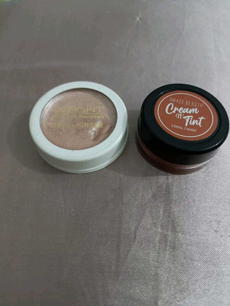 Insight Highlighter And Swiss Beauty Lip Tint