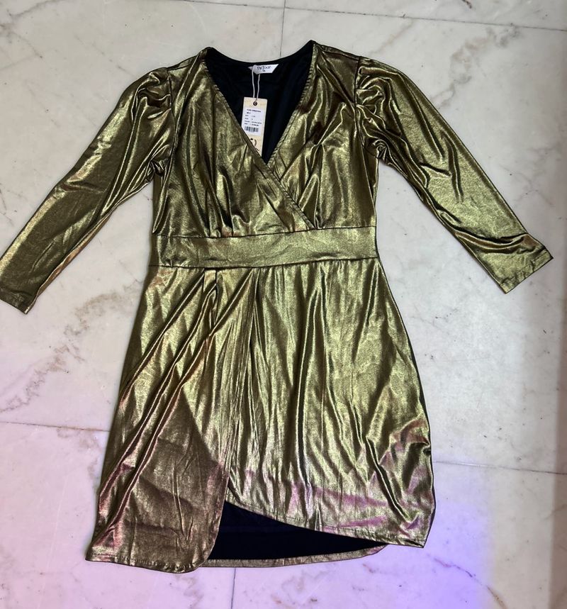 Shimmery Gold Mini Dress