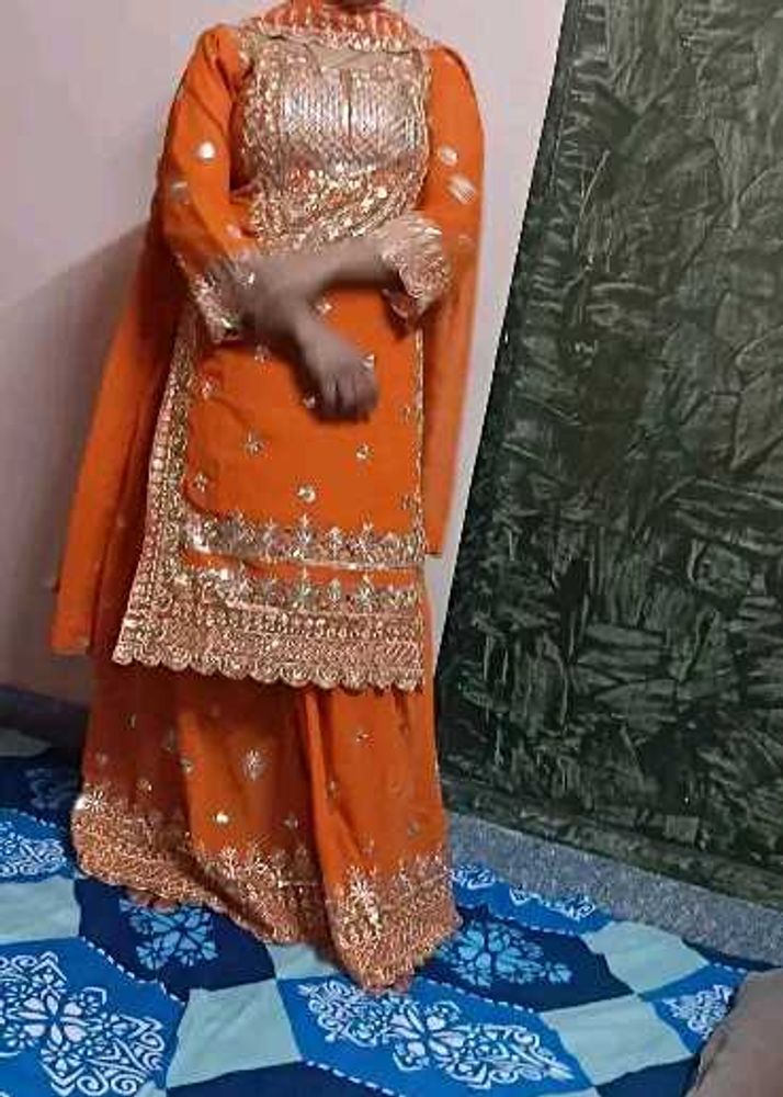 Orange Embroidered Kurta Set