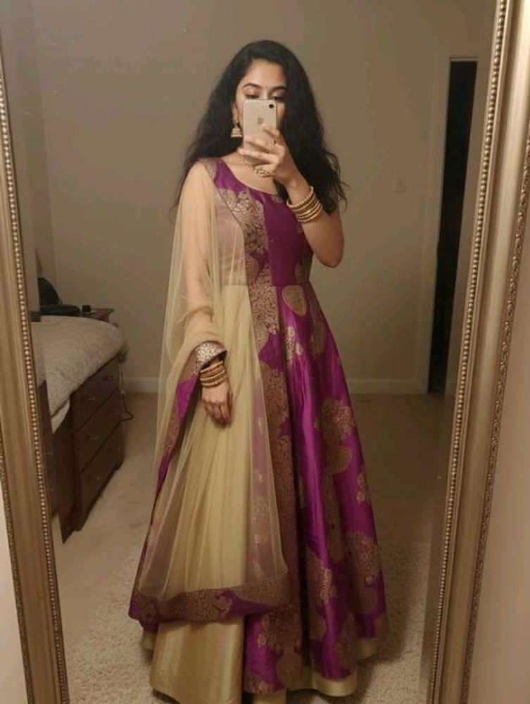 Elegant Purple &amp; Gold lehenga set