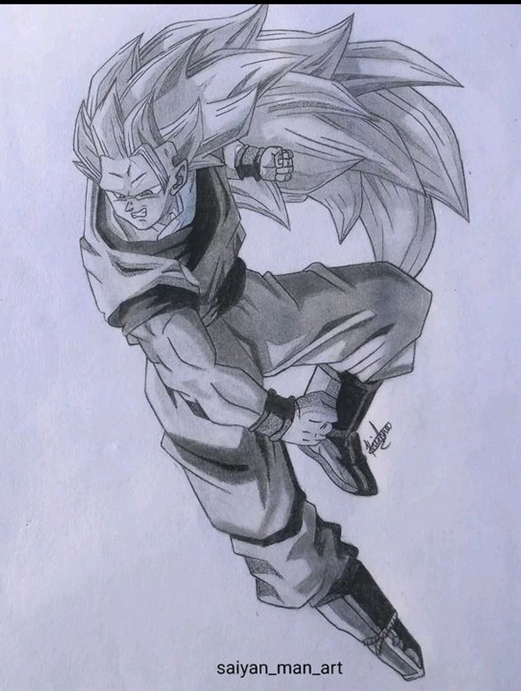 Goku Ssj3 Hand Made Drawing.