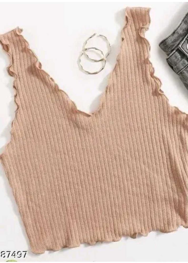Ribbed Ruffle Tank Top
