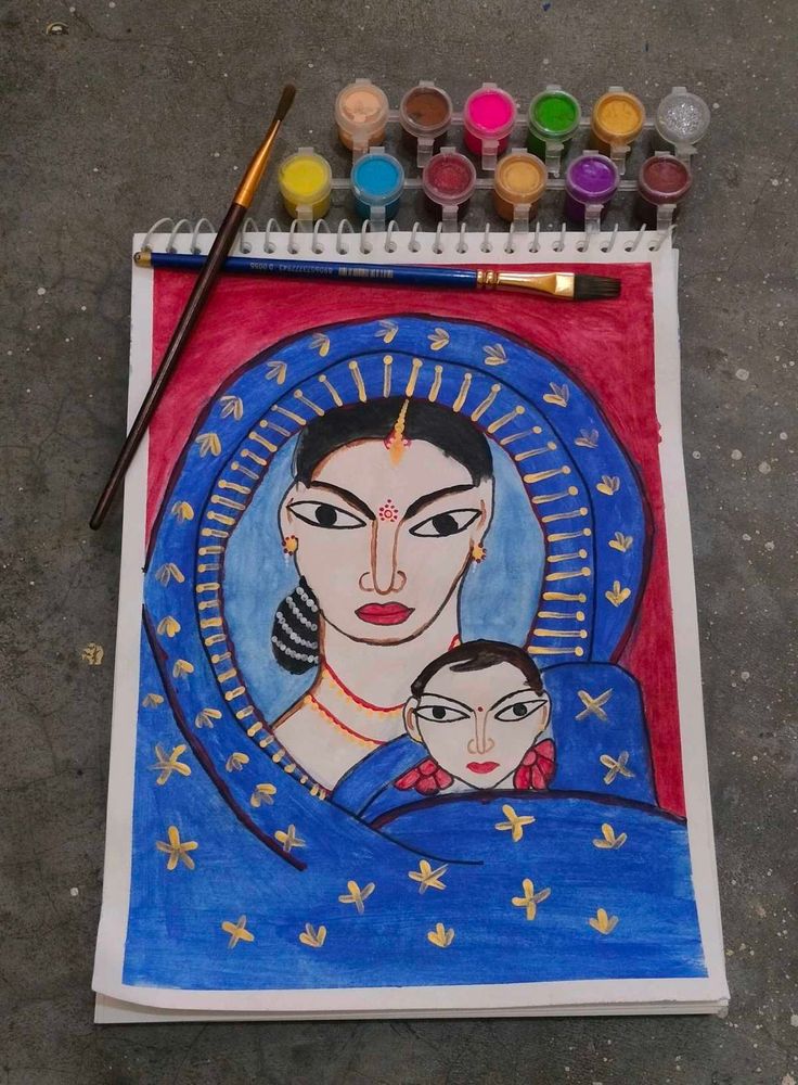 Madhubani Mother Daughter Painting 🎨