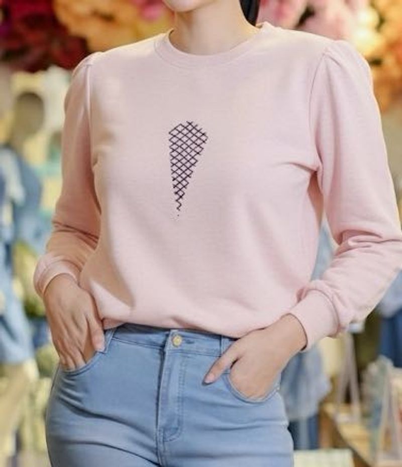 Pink Puff Sleeve Sweatshirt