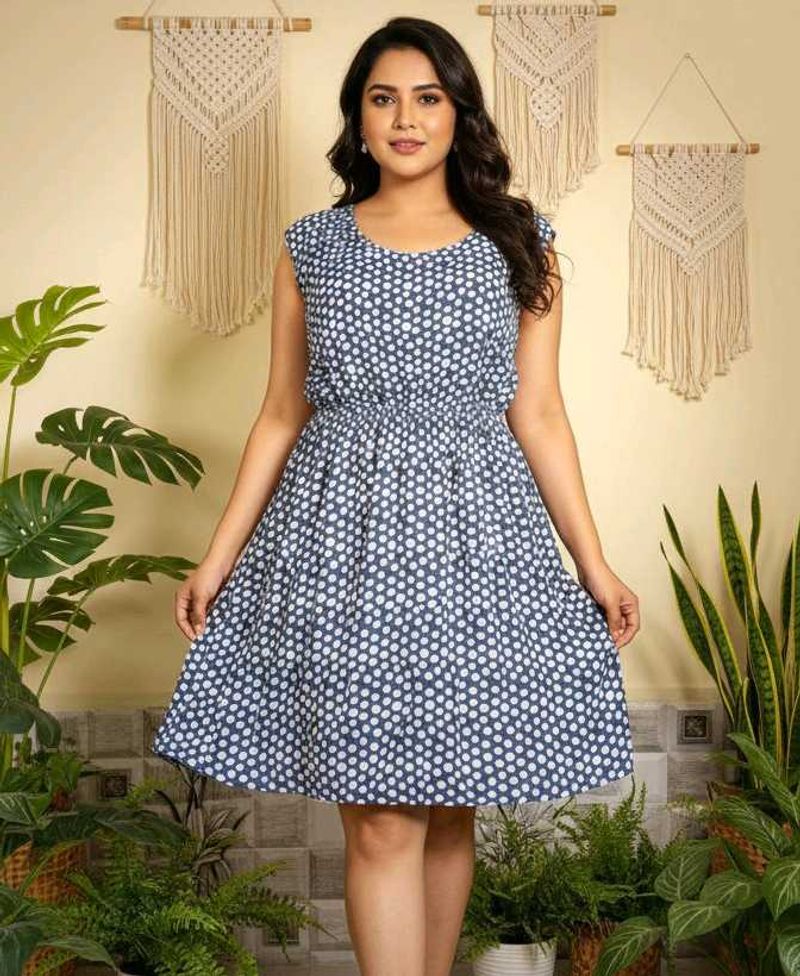Blue &amp; White Polka Dot Dress