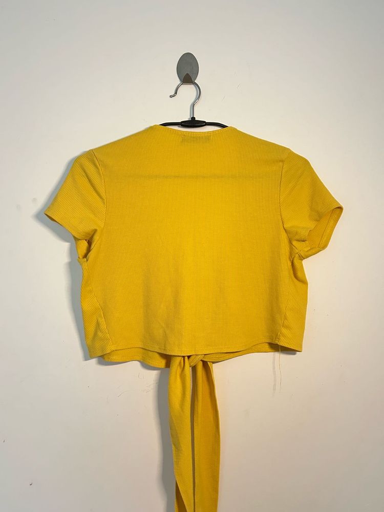 Yellow Tie-Back Crop Top