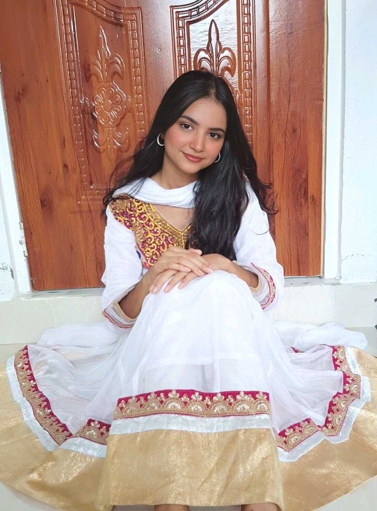 New Net Stone Work Emboidered Anarkali Suit set !