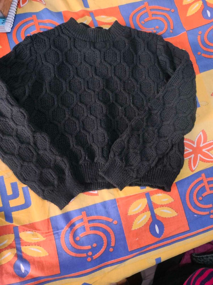 Stylish Black Knit Sweater