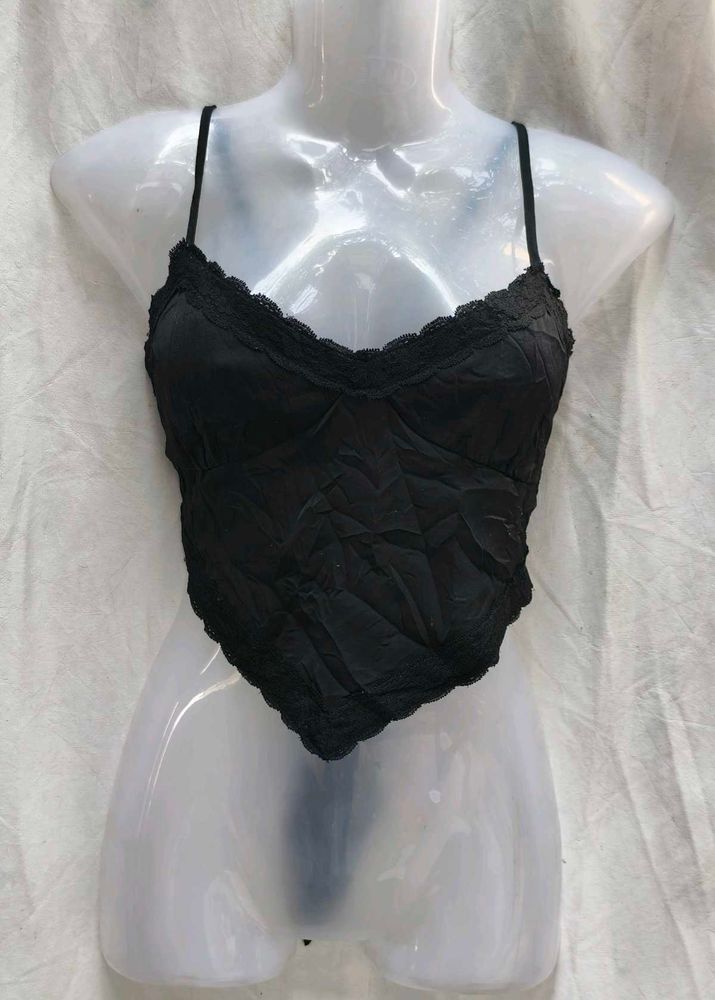 1441. Black Lace Trim Cami Top