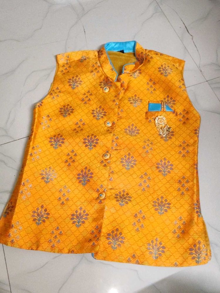 Festive Yellow Ethnic Waistcoat