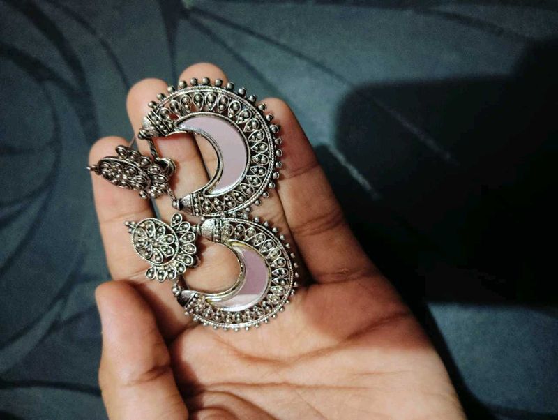 Silver Crescent Earrings