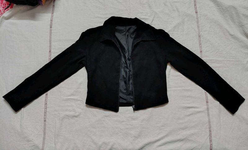 Velvet Black Cropped Jacket
