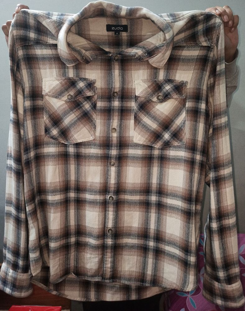 Zudio Men Shirt Beige And Brown