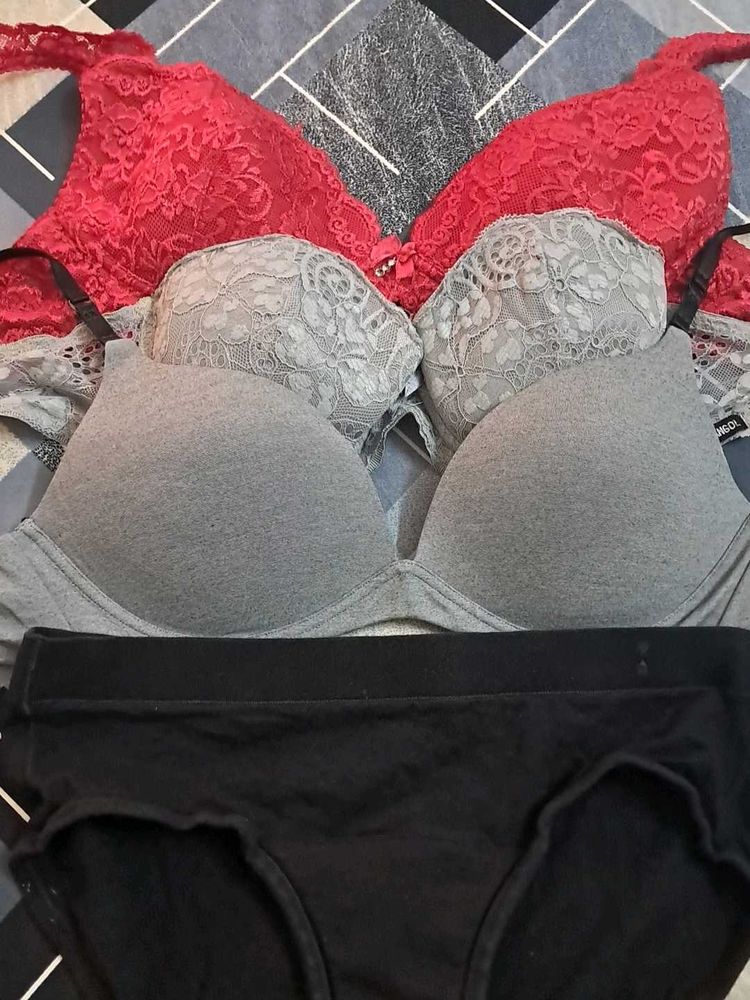 combo Of Four Imported Fabric  Bra N Padded  Panty