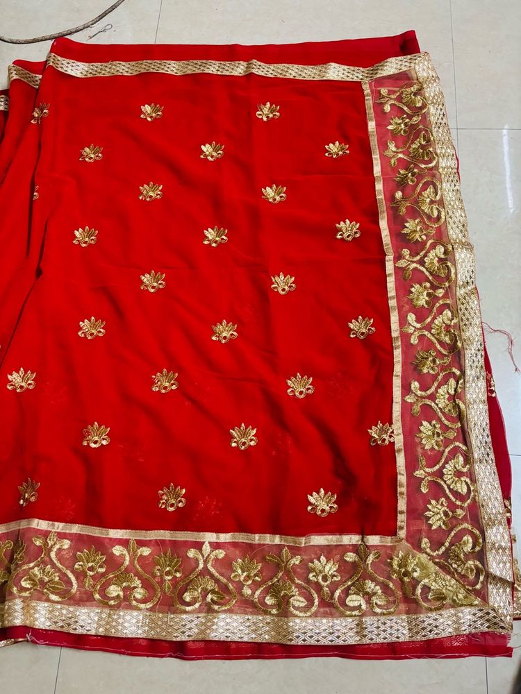 Red Embroidered Saree