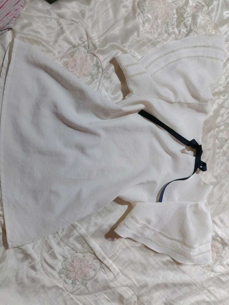 White Blouse with Bow Detail