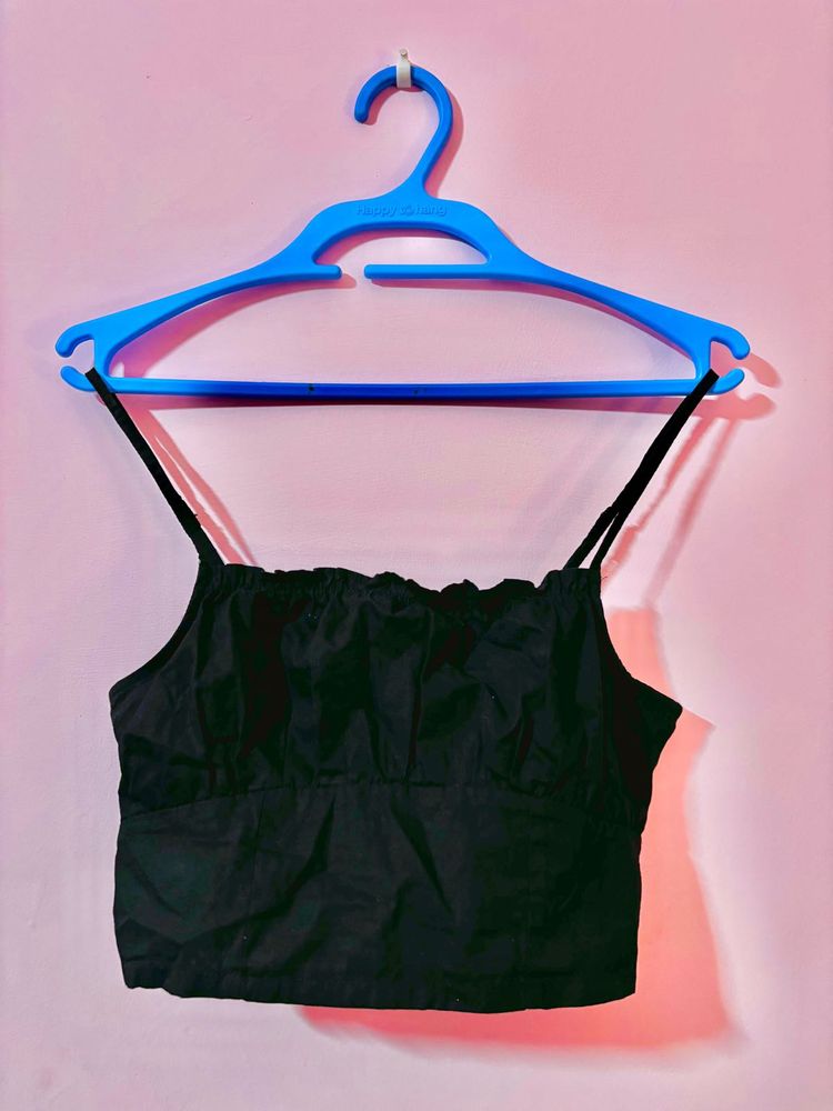 Black Spaghetti Strap Crop Top