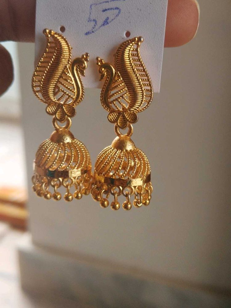 Gold Jhumka Earrings