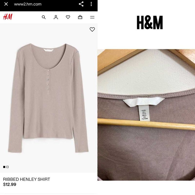 H&amp;M Ribbed Henley Top