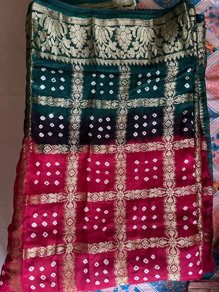 Bandhani Crepe Georgette Saree With Blouse