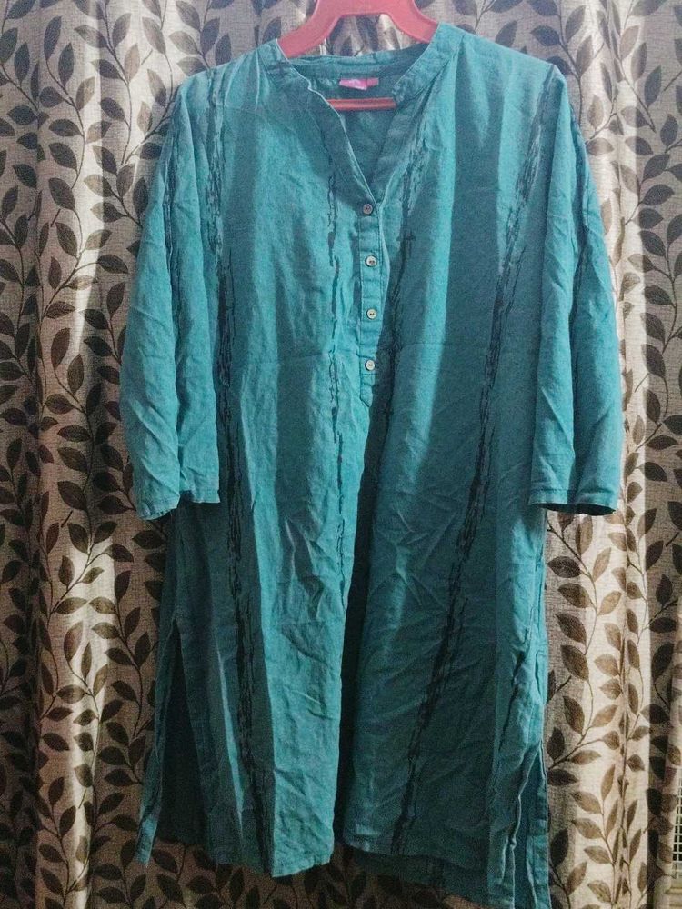 Teal Embroidered Kurti