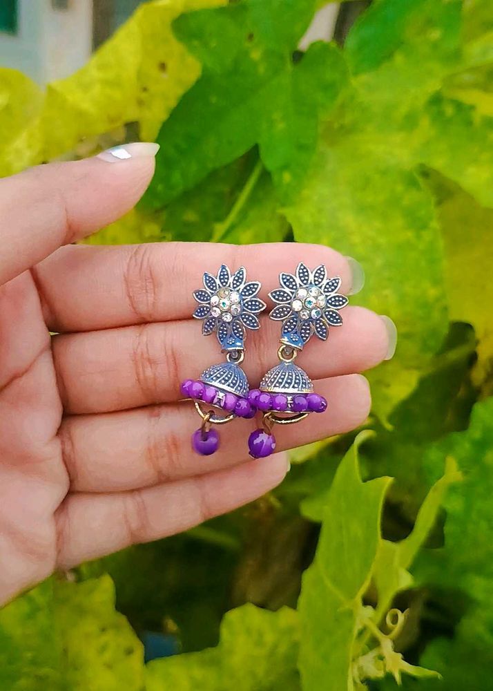 Purple Jhumki Earrings